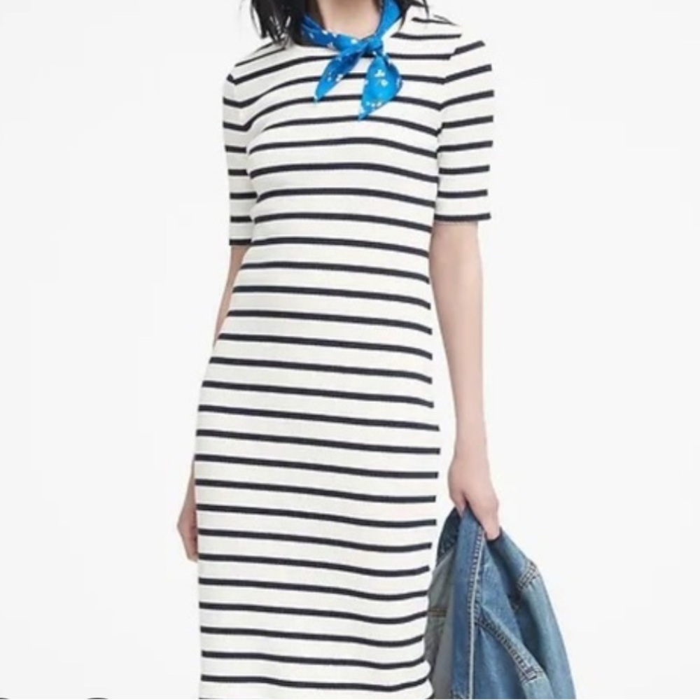 Banana Republic Striped Knee Length Tshirt Dress, Sz Small